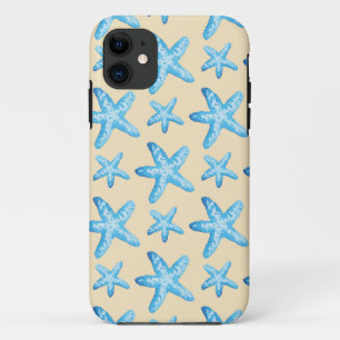 Watercolor Blue Starfish Pattern iPhone 11 Case