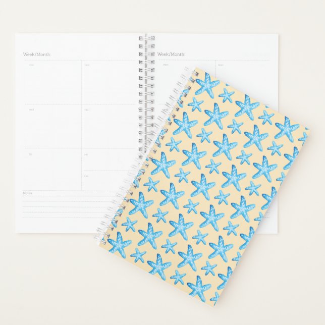 Watercolor Blue Starfish Pattern Planner (Display)