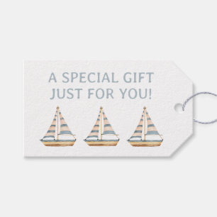 Watercolor Blue Stripe Sailboat Gift Tags