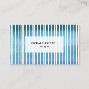 Watercolor Blue Stripes Business Card