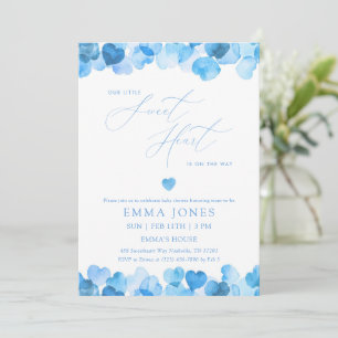 Watercolor blue Sweetheart Baby Shower Invitation