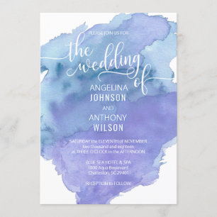 Watercolor Blue Teal Beach Wedding Invitations