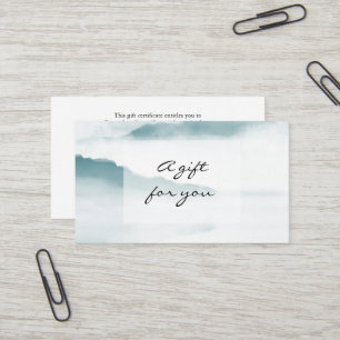 Watercolor blue teal mountains gift certificate
