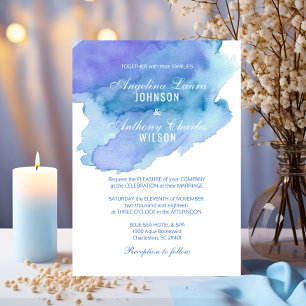Watercolor Blue Teal Purple Wedding Invitations