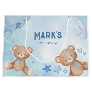 watercolor Blue teddy bear kids  Large Gift Bag