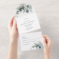 Watercolor Blue Thistle Eucalyptus Wedding 