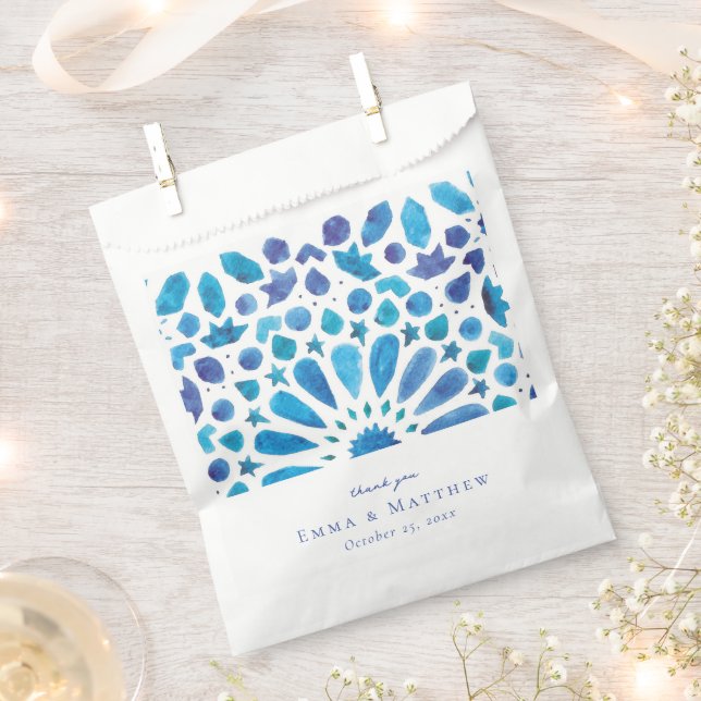 Watercolor Blue Tile Favour Bag (Clipped)