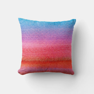 Watercolor Blue to Pink Gradient Blend Cushion