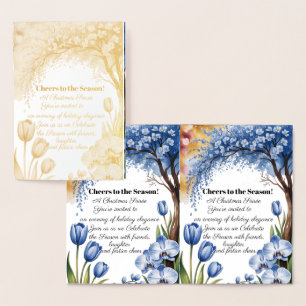 Watercolor Blue Tree Christmas Thank You Card