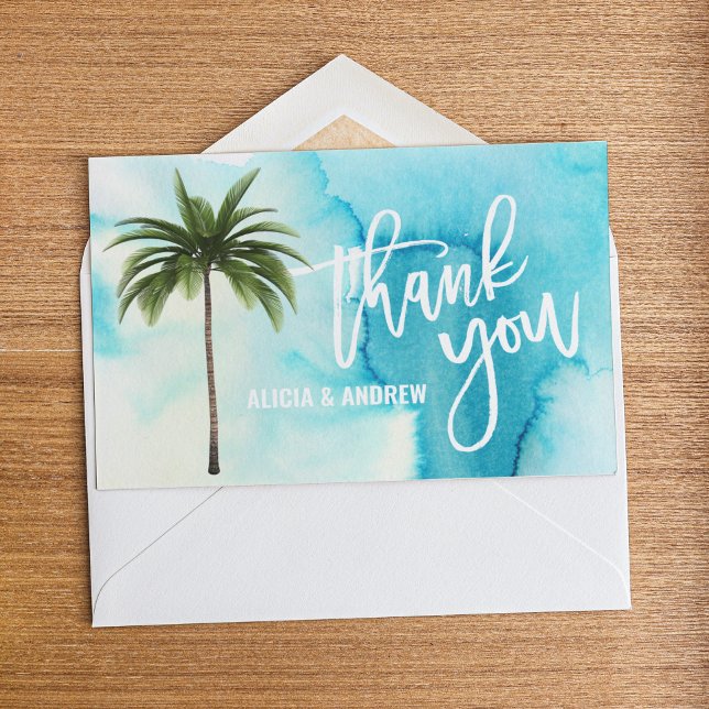 Watercolor Blue  Turquoise Palm Tree THANK YOU (Creator Uploaded)