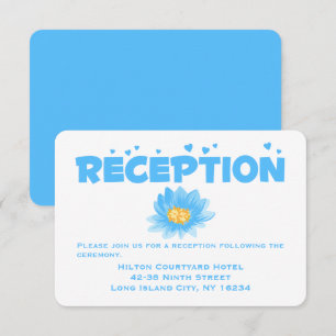 Watercolor Blue Turquoise Wedding Reception Flower Invitation