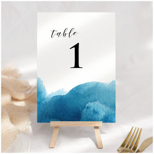 Watercolor Blue Wash Table Numbers