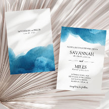 Watercolor Blue Wash Wedding Invitation