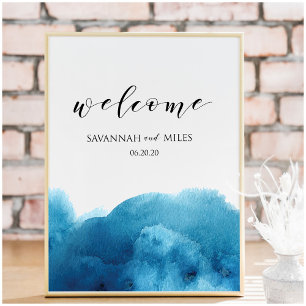 Watercolor Blue Wash Welcome Customisable Poster