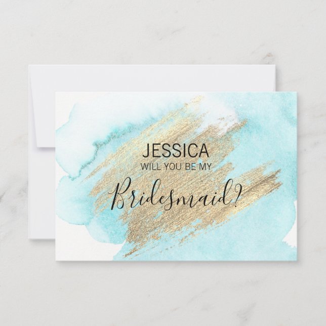 Watercolor Blue Water Will You Be my Bridesmaid? Invitation (Front)