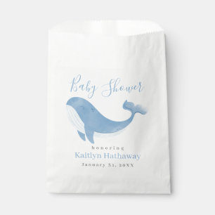 Watercolor Blue Whale Baby Shower Favour Bag