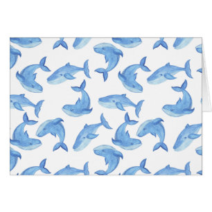 Watercolor Blue Whale Pattern