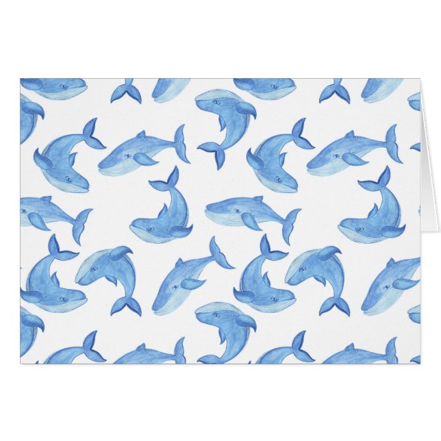 Watercolor Blue Whale Pattern (Front Horizontal)