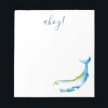 Watercolor Blue Whale Personalized Stationery Note<br><div class="desc">Cute and coastal, this simple personalized stationery features your the word "ahoy" set in navy blue hand lettered script typography with my blue whale original watercolor art. this nautical design can be personalized to include your name or monogram. Perfect for beach themed party favors or a kids gift idea. To...</div>