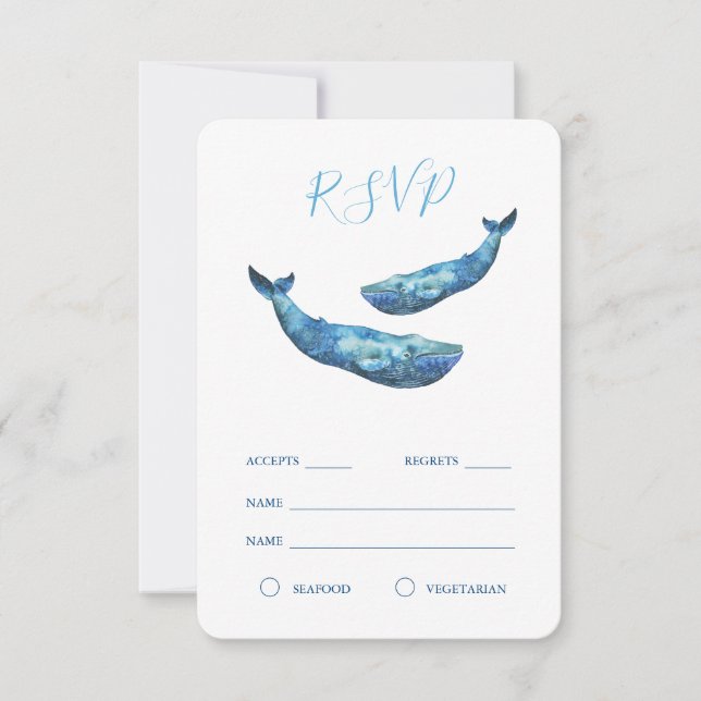Watercolor Blue Whale RSVP Card (Front)