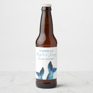 Watercolor Blue Whale Tales Beer Bottle Label