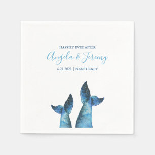 Watercolor Blue Whale Wedding Napkin