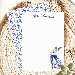 Watercolor Blue & White Chinoiserie Bunny Rabbit Thank You Card