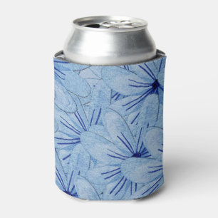 Watercolor Blue Wild Flowers Bouquet Can Cooler