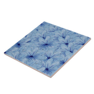 Watercolor Blue Wild Flowers Bouquet Ceramic Tile
