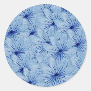 Watercolor Blue Wild Flowers Bouquet Classic Round Sticker