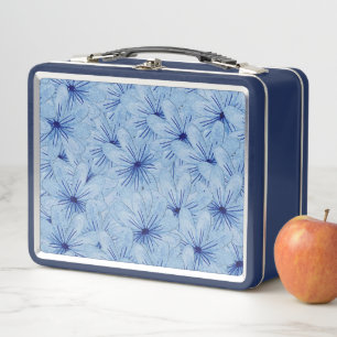 Watercolor Blue Wild Flowers Bouquet Metal Lunch Box