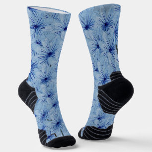Watercolor Blue Wild Flowers Bouquet Socks