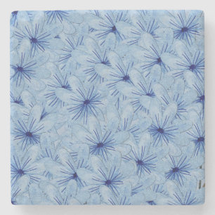 Watercolor Blue Wild Flowers Bouquet Stone Coaster