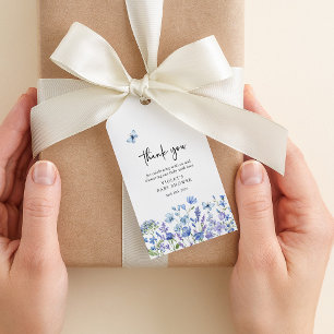Watercolor Blue Wildflower Baby Shower Favour Gift Tags