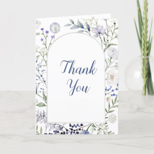 Watercolor Blue Wildflower Frame Thank You Card