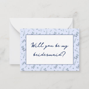 Watercolor Blue Wildflowers Bridesmaid Proposal Card