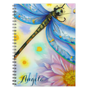 Watercolor Blue Wing Dragonfly, Personalise Notebook