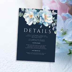 Watercolor Blue Winter Floral Wedding Enclosure Card