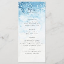Watercolor Blue Winter Wedding Menu