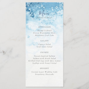 Watercolor Blue Winter Wedding Menu