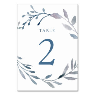 watercolor blue wreath Table Number 2