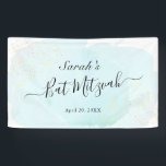 Watercolor Blue x Gold Bat Mitzvah Banner<br><div class="desc">This chic and elegant banner features a white background with turquoise blue brush strokes in watercolor and faux gold splatters. Personalise it for your needs. You can find more matching products at my store.</div>