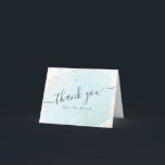 Watercolor Blue x Gold Bat Mitzvah Thank You<br><div class="desc">This chic and elegant bat mitzvah thank you card features a white background with turquoise blue brush strokes in watercolor and faux gold splatters. Customise it for your needs. You can find more matching products at my store.</div>