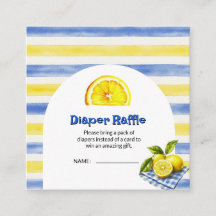 Watercolor Blue Yellow Stripe Lemon Diaper Raffle