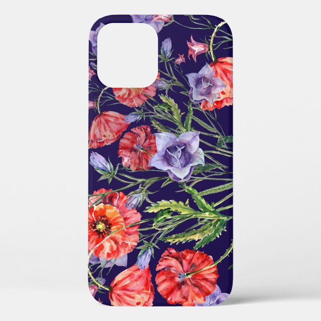 Watercolor Bluebell Poppy Array Case-Mate iPhone Case (Back)