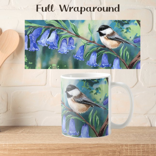 Watercolor Bluebells and Chickadee Coffee Mug (Creator Uploaded)