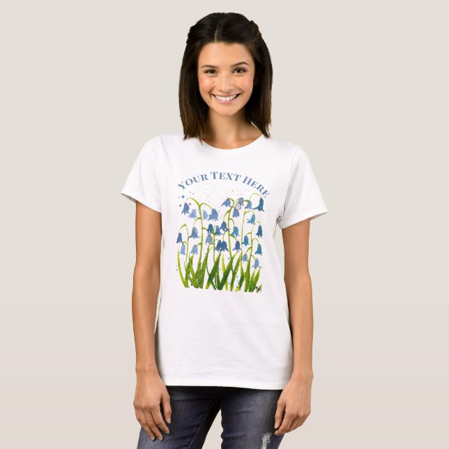 Watercolor bluebells floral Nature Bridal shower T-Shirt (Front Full)