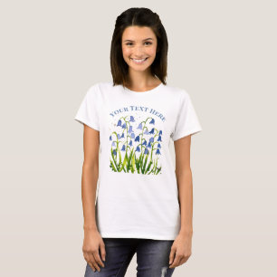 Watercolor bluebells floral Nature For her T-Shirt