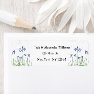 Watercolor Bluebells Flowers Return Address Label