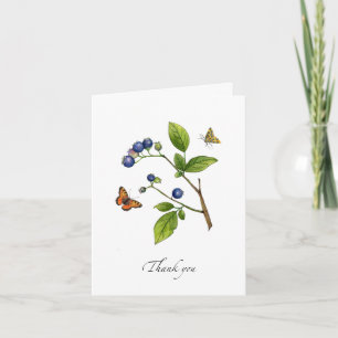 Watercolor Blueberries folded Thank You Card